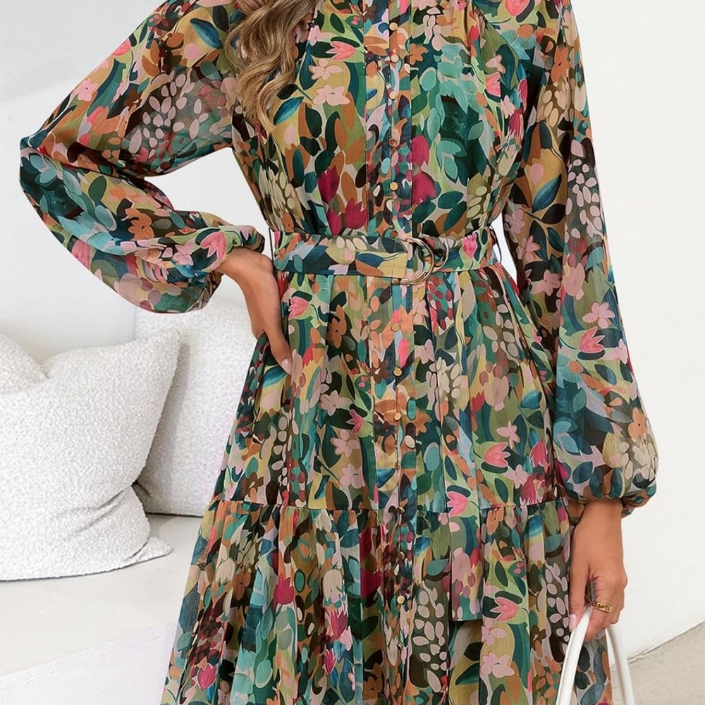 Chic Floral Belted Mini Dress